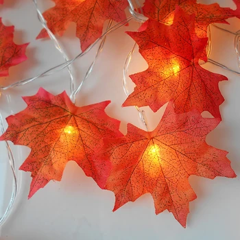 Nové Autumnmaple svetlo string Umelé Jesenné Lístie Javorové Listy Jeseň Garland String Light Decor Halloween, Vianoce, Nový