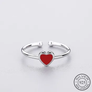 Romantický Červené Srdce Smalt Krúžok 925 Sterling Silver Pre Kúzlo Ženy, Svadobné Party Jemné Šperky, Módne 2020Cute Dary