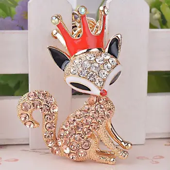 Nové kúzlo zliatiny koruny fox krúžok na roztomilý fox drahokamu keychain žena taška prívesok ozdoby