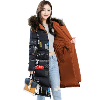 Nosiť na oboch stranách Nadol, bavlna kabát žien stredná dĺžka zimné 2020 nový kórejský kapucňou prešívaný Parker bavlnená bunda dámske