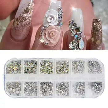 12 buniek/Crystal box Diamond Gem 3D Lesk Na Nechty Nechty Krásy Doplnky, Dekorácie Umenia Art Decor 2021