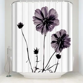 Kúpeľňa Dekorácie Nepremokavé Polyesterové Tkaniny Sprchový Záves Kvet Sprchové Závesy