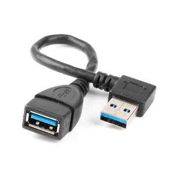 2 x pc USB 3.0 Mužov a Žien Super Rýchlosť Počítača USB3.0 Predlžovací Kábel Ľavý a Pravý Uhol Čierna rozšírenie kábel