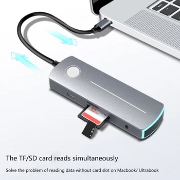 USB C Hub-8-V-1, USB Typ-C Rozbočovač USB 3.0 Výstup Adaptér pre Nabíjačku USB Hub-Rozbočovač Rýchlosť Prenosu TF SD Kariet