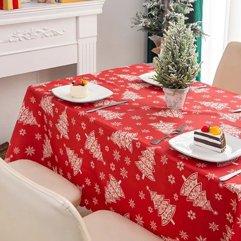 Vianočný Obrus Snowflake Strom Tlače Umývateľný Tabuľka Kryt pre Home Decor