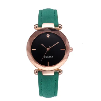 Zelená Nové hodinky ženy Dáma Faux lady šaty sledovať Bežné Kožené quartz-hodinky Analógové náramkové hodinky Darček 2018 Luxusné Kapela OC0805