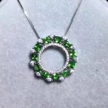 Vernosť prírodné tsavorite prívesky s925 mincový striebro módne ušľachtilý jemné šperky pre ženy strany prírodný zelený drahokam