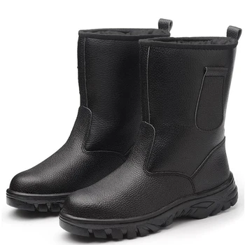 Veľká veľkosť mens black bežné oceľovou špičkou čiapky bezpečnostnú pracovnú obuv vonku mäkké kožené polovici teľa anti-pierce náradia bezpečnostné topánky