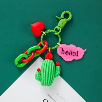 Nový Roztomilý 3D Simulácia Zelená Kaktus Rastlín Črepníkové Keychain Ženy, Dievčatá Krúžok Darčekové Tašky Dekorácie Prívesok Pár Kľúč Reťazca