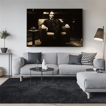 Krstný otec Al Pacino Vintage Film Wall Art Plagáty a Vytlačí Čiernej a Bielej Godfather Plátno Maľovaní Plagátov pre Obývacia Izba