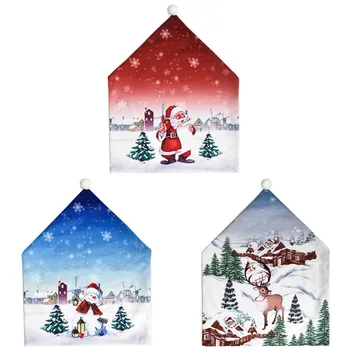 Vianočné Ozdoby Klasické Karikatúry Stoličky Kryt Santa Snehuliak Elk Tabuľky, Stoličky Kryt