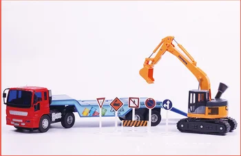 Detská hračka zotrvačnosti veľké inžinierske vozidla dlhé rameno bager a prípojného vozidla kombinácia súbor na sklade