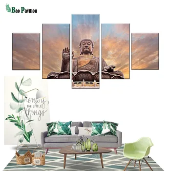 Rámovanie 5 ks Sochu Budhu Zen Plátno Umeleckých obrazov na Stenu Pre Obývacia Izba HD Tlačiť Veľké Moderné Cuadros Decoracion Stene Plagát 2019