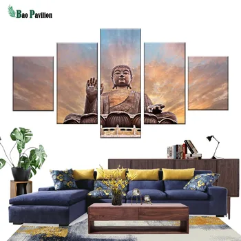 Rámovanie 5 ks Sochu Budhu Zen Plátno Umeleckých obrazov na Stenu Pre Obývacia Izba HD Tlačiť Veľké Moderné Cuadros Decoracion Stene Plagát 2019