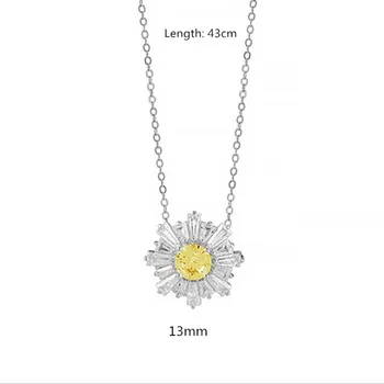 Nový Príchod Lady 925 Strieborný Náhrdelník Pre Ženy Lesklé Šperky Crystal Kvetina Náhrdelník Prívesok Žena Clavicle Príslušenstvo Lady