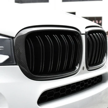 Skutočné Uhlíkových Vlákien Predný Nárazník dvojriadkový Obličiek Grilovacia Mriežka pre-BMW F15 X5 / F85 X5M / F16 X6 / F86 X6M-2018