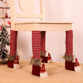 4 Ks Vianočné Ozdoby Na Vianočný Stôl Nohu Mat Vianoce Stolička, Nohy Rukavice Vianočné Fľaša Vína Decor Set
