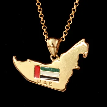 Kpop Spojených Arabských Emirátoch (SAE) Mapa Prívesok Smalt Charms Náhrdelník Zlatá Farba v Pohode Dubaj Šperky Vyhlásenie Náhrdelník P192