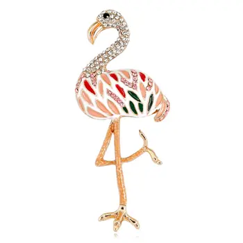 Roztomilý Smalt Flamingo Brošne Ikony 3D Tlač Brošňa Pre Ženy Móda Odznak Šperky, Brošne