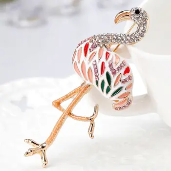 Roztomilý Smalt Flamingo Brošne Ikony 3D Tlač Brošňa Pre Ženy Móda Odznak Šperky, Brošne