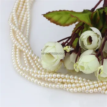 APDGG Skutočné Prírodné AAA - 4-5mm biela kolo sladkovodné perly pramene voľné korálky ženy lady šperky urob si sám