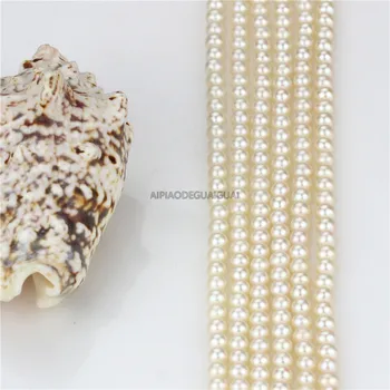 APDGG Skutočné Prírodné AAA - 4-5mm biela kolo sladkovodné perly pramene voľné korálky ženy lady šperky urob si sám