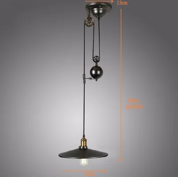 Rh Loft Priemyselné Kladka Prívesok Svetlá tienidlo s zrkadla listry de sala Vintage Lampa Edison Svietidlo luminarias