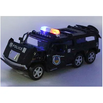 1:32 Šesť-kolesové Hummer Zliatiny Polícia Off-road Model autíčka Zvuk, Svetlo, Vytiahnuť Späť Chariot Hračky Auto pre deti