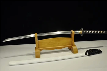Ručne Kované Japonský Samuraj Meč Katana Saber Hliny Tvrdeného T10 Ocele Čepeľ Dreva Saya Full Tang