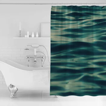Voda Povrchová Textúra Zvlnenie Sprchový Záves Nepremokavé a Mildewproof Polyester Textílie Vaňa Opony Dizajn