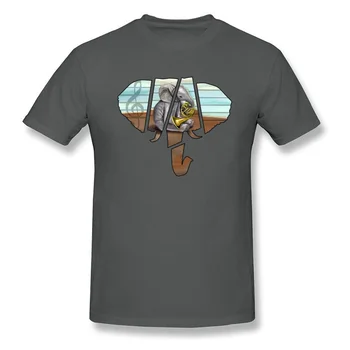 Tričko Vlastné Jeseň Tričko Ulici Tee-Tričko Elephant Francúzsky Roh Bavlna Top Mužov Cartoon Oblečenie Spoločnosti Posádky Krku Čierna