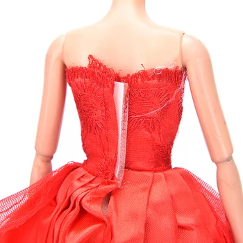 1Pc Elegantné Červené Handmake svadobné Svadobné Šaty Šaty na Oblečenie bábiky Princezná Oblečenie, Oblečenie Darček Pre Dievčatá