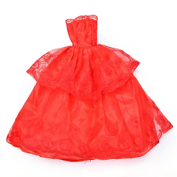 1Pc Elegantné Červené Handmake svadobné Svadobné Šaty Šaty na Oblečenie bábiky Princezná Oblečenie, Oblečenie Darček Pre Dievčatá