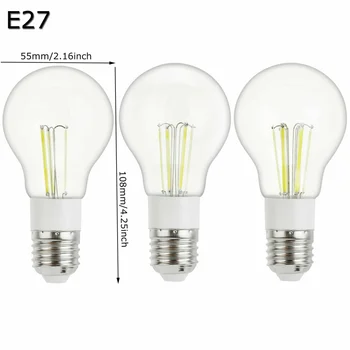 4PCS/veľa LED Žiarovka Domova 3W 4W 6W Lampy AC 85-265V DC 12V A55 E27 LED COB Vlákna Svetlo B22 Bajonet Studená Teplá Biela Lampa