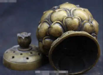 Čínsky Starožitné Čistý Bronz Lotus Tvar Kadidlo Horák Lopatku Incensory Socha