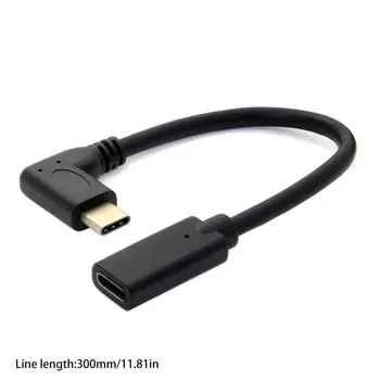 0.3 Metrov Reverzibilné Dizajn Typu C, USB 3.1 90 stupňov Samec na USB-C Samica Predlžovací Kábel, Nástavec Univerzálny Kábel
