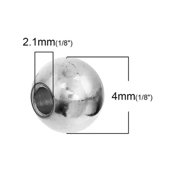 30 Ks 304 Nerezovej Ocele Dištančné Korálky Bubon Matnej Striebornej Farbe O 4 mm( 1/8