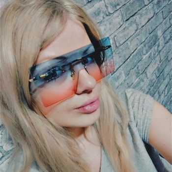 Veľkoobchod Nové Námestie slnečné Okuliare Ženy Frameless Módne Nadmerné Slnečné Okuliare Žena Vintage Gradient Zrkadlový Objektív UV400 Bulk