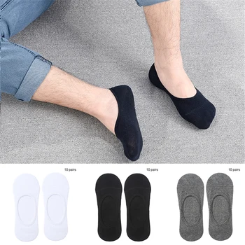 10 Dvojice Mužov Priedušná Proti Sklzu Neviditeľné Ponožky Loafer Loď Low Cut Členok Ponožka