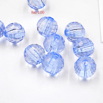 FLTMRH 15pcs 8mm modrá DIY Transparentné Rondelle Voľné Dištančné Kolo Akrylové Korálky Tvárou Perličiek Šperky Robiť