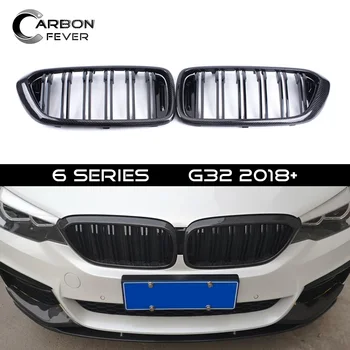 Jeden Pár 2-Lišty Uhlíkové Vlákna Lesklý Čierny Obličiek Gril pre BMW 6 Série G32 2018+ Racing Grily