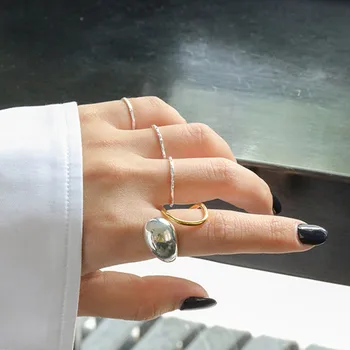 Kikichicc 925 Sterling Silver Gold Nepravidelný Luxusné Resizable Krúžky Nové 2020 Rock, Punk Móda Jemné Šperky, Luxusné Šperky