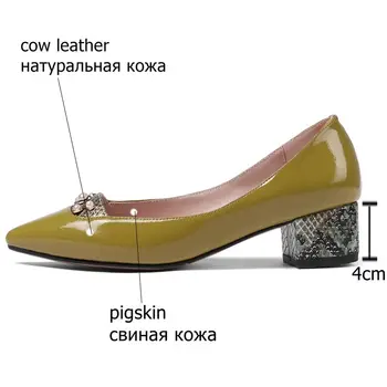 ALLBITEFO plný originálne kožené vysoké podpätky elegantné office ženy podpätky ukázal prst vysokom podpätku topánky