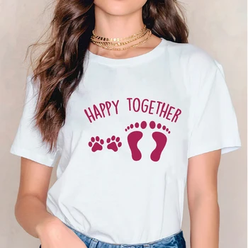 Tričká pre Ženy T-shirts Pes, Mačka Packa Milujú Karikatúry Pet 90. rokov Trend Dámy Tlač Lady Dámske Grafický Hornej Ženský Čaj T-Shirt