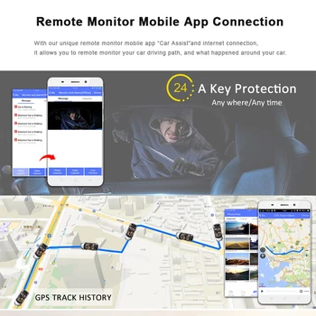 ANSTAR 4G Auta DVR 10 palcový 1080P Fotoaparát Android 5.1 GPS Navigácie ADAS Auta DVR Duálny Objektív Diaľkové Monitorovanie Nočné Videnie Dash Cam