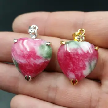 Jemné šperky doprava Zadarmo Novú Značku Prírodného kameňa broskyňa srdce-tvarované prívesok žien náhrdelník s príveskom, šperky darček