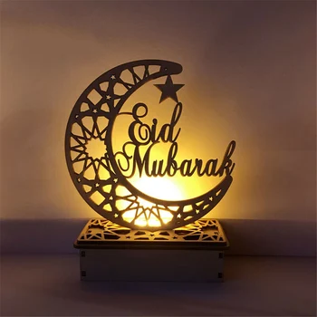 Ramadánu Eid Mubarak drevená plaketa prívesok drevo odolné krásne mesiac LED lampa