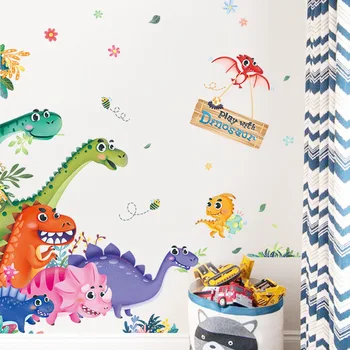 Cartoon Dinosaura Samolepky Na Stenu Detská Izba Spálňa Decor Tvorivé Materskej Chodby, Dvere Vložiť Vinylové Samolepiace Tapety