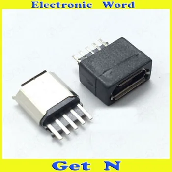 2000pcs 2 v 1, 5P Micro USB Samicu Rozhrania, Konektory, Zásuvky 180Degree Vertikálne Typ pre MP3, MP4 Telefón
