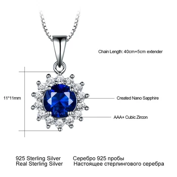 UMCHO Luxusné Real 925 Silver Šperky Vytvorené Nano Sapphire Náhrdelníky & Prívesky Pre Ženy Zásnubné Dary S Poľa Reťazca